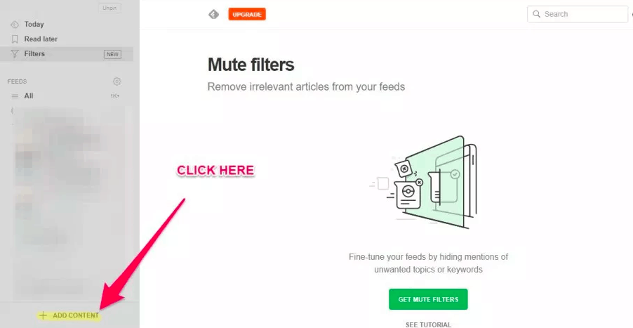 Add Content on Feedly