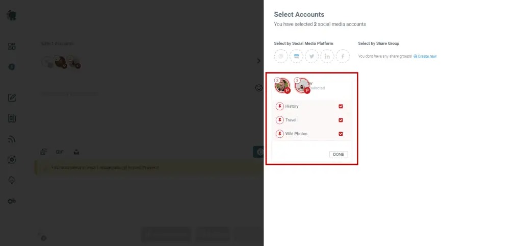 Circleboom Publish Select Pinterest Accounts