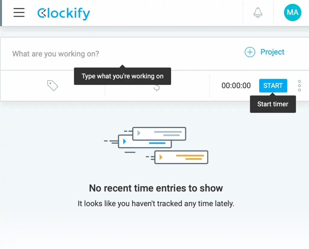 Clockify Main Interface