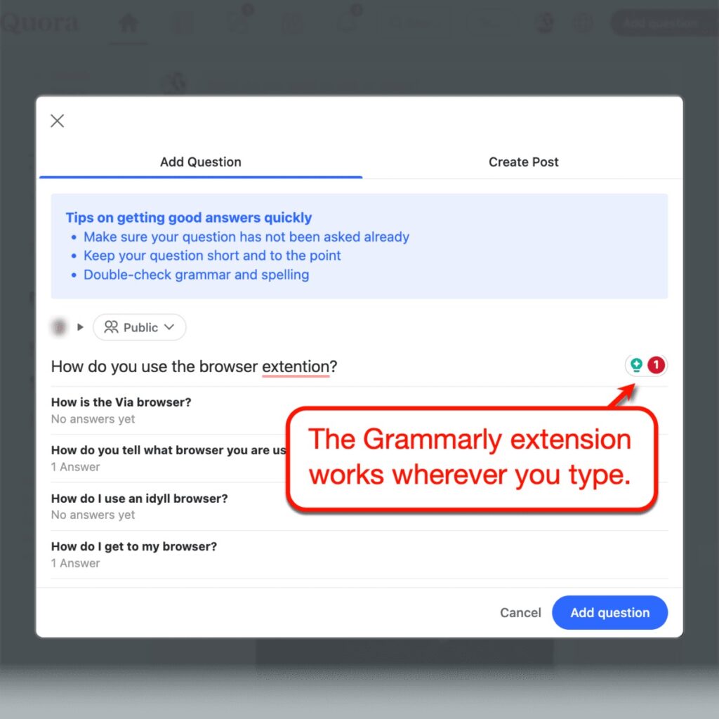 Grammarly Browser Extension Button