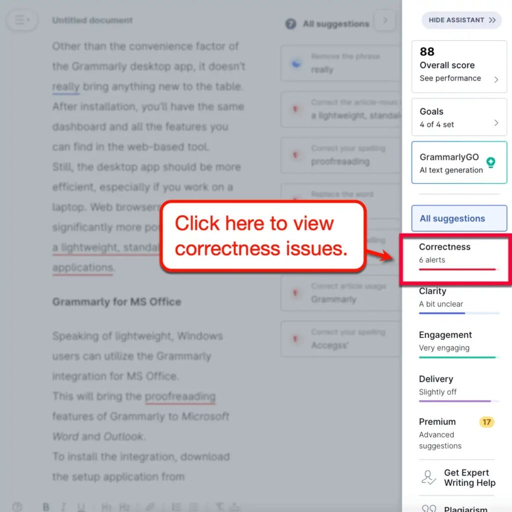 Grammarly Correctness Issues