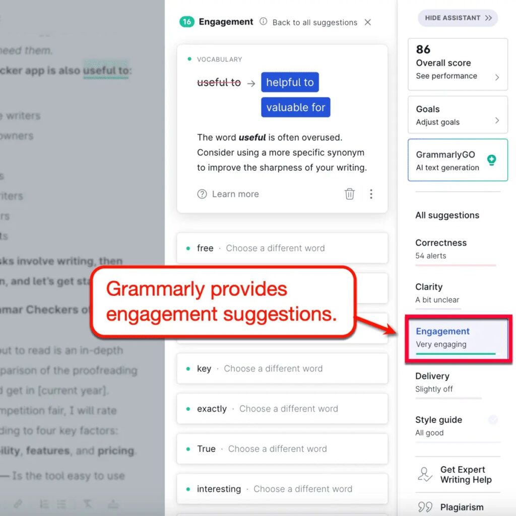 Grammarly Engagement Suggestion