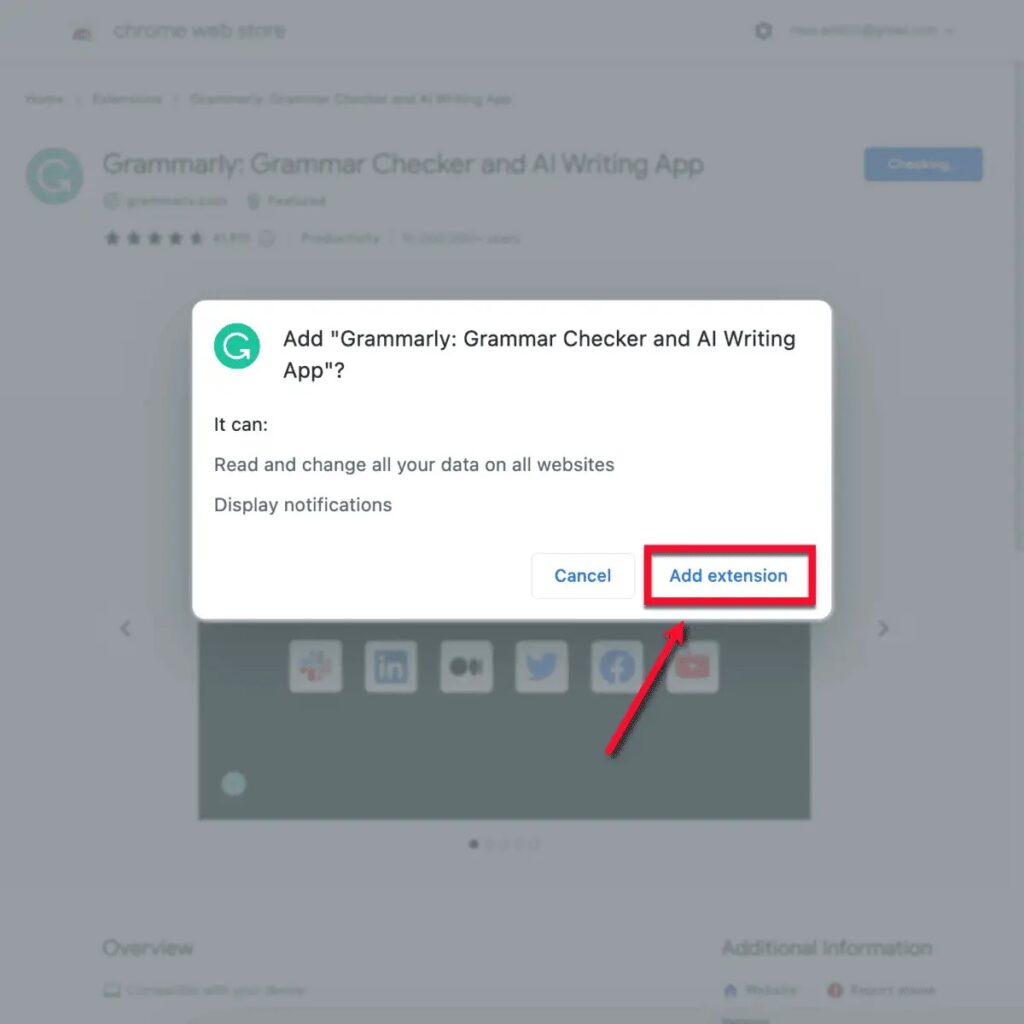 Grammarly Extension Installation Confirmation