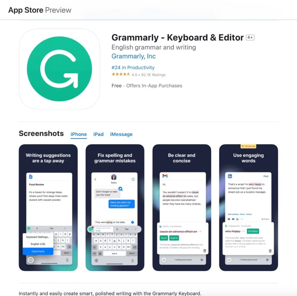 Grammarly Keyboard App