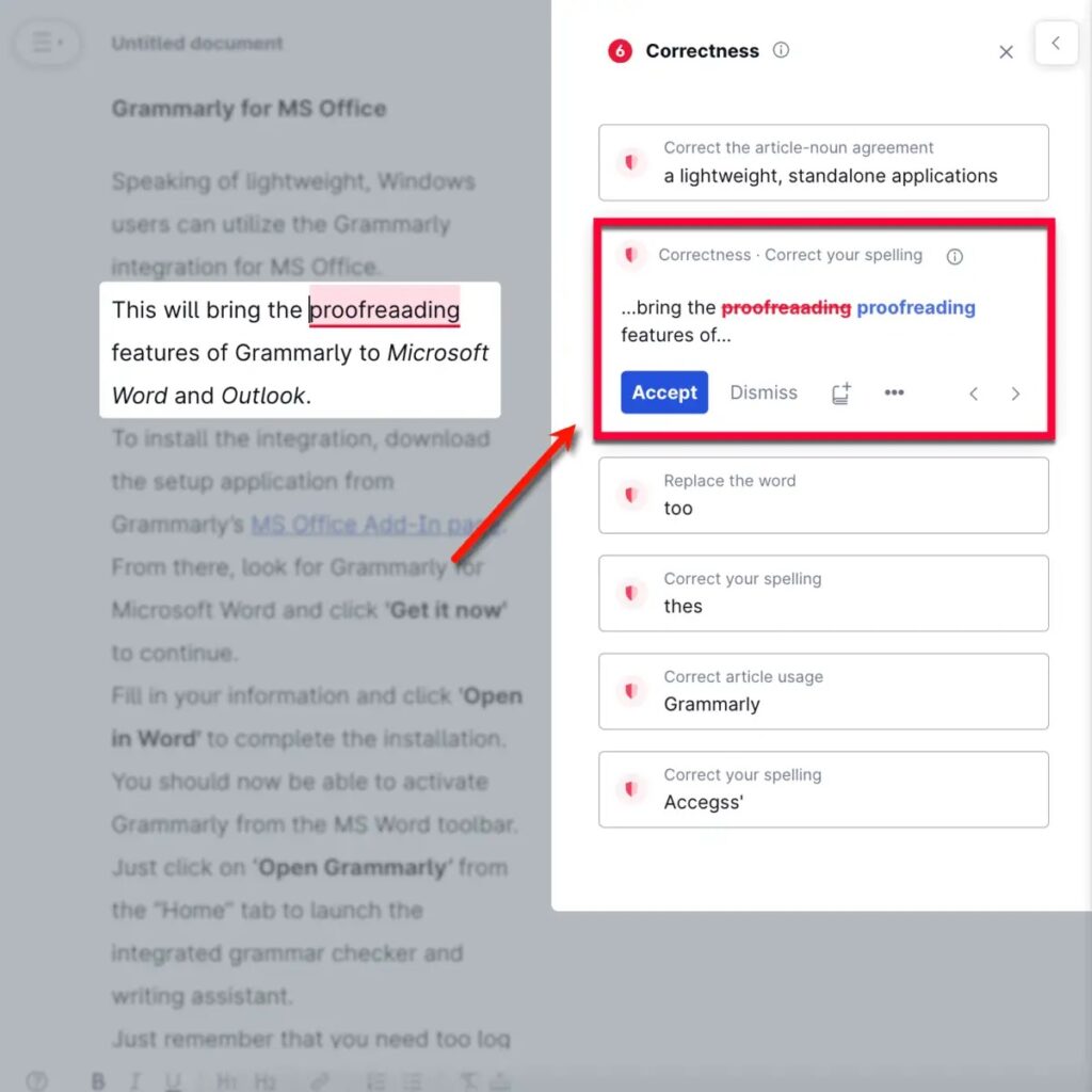 Grammarly One Click Suggestions