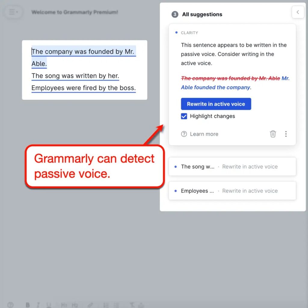 Grammarly Passive Voice