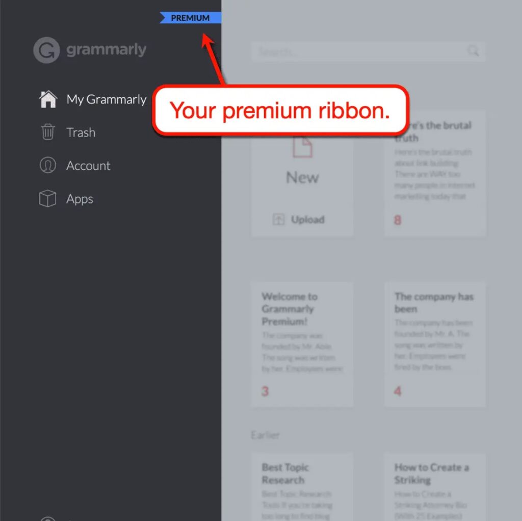 Grammarly Premium Ribbon