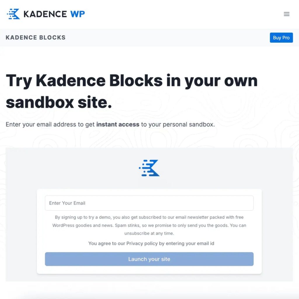 Kadence Block Free Trial