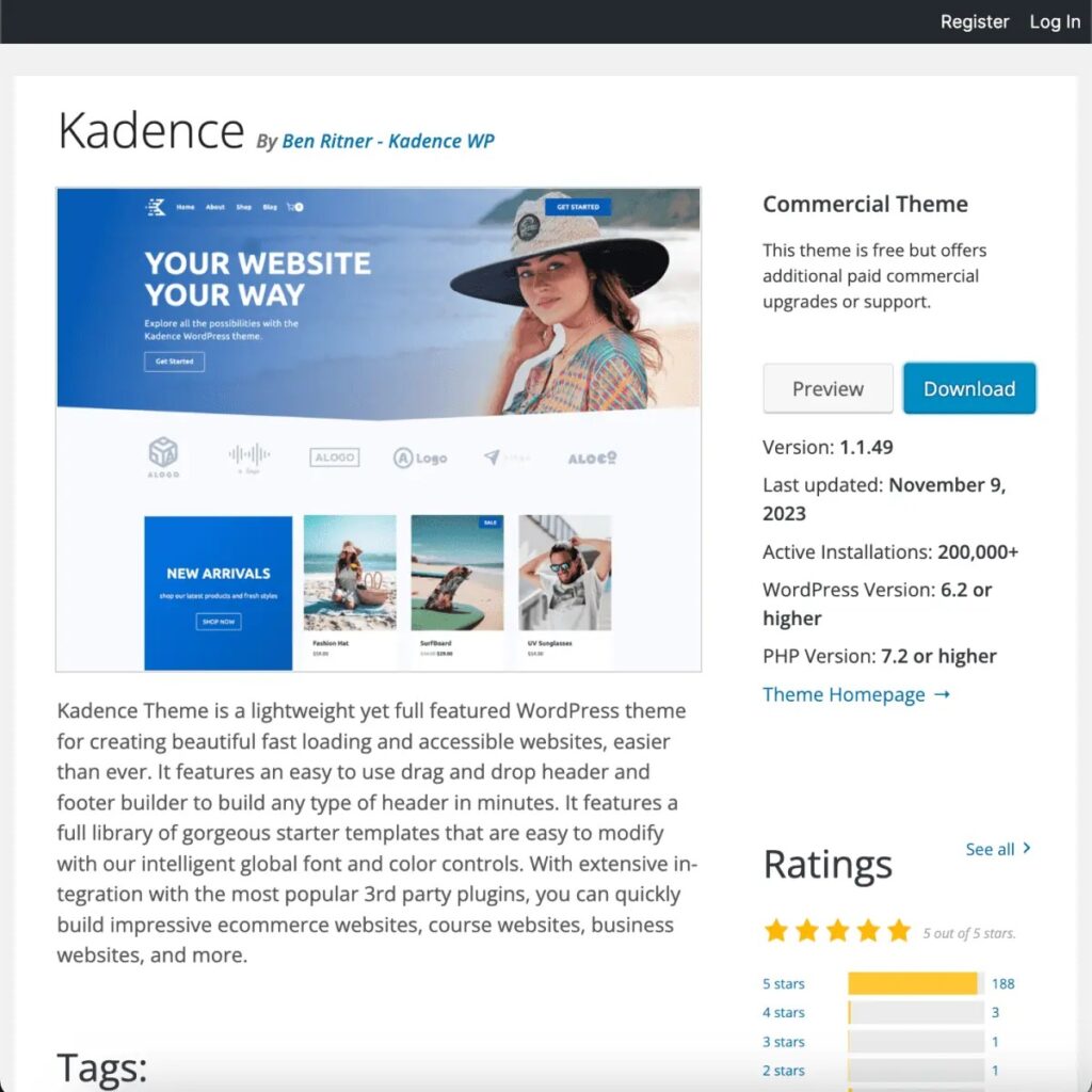 Kadence Free Theme