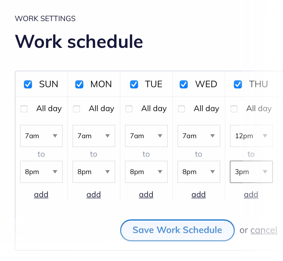 RescueTime Work Schedule