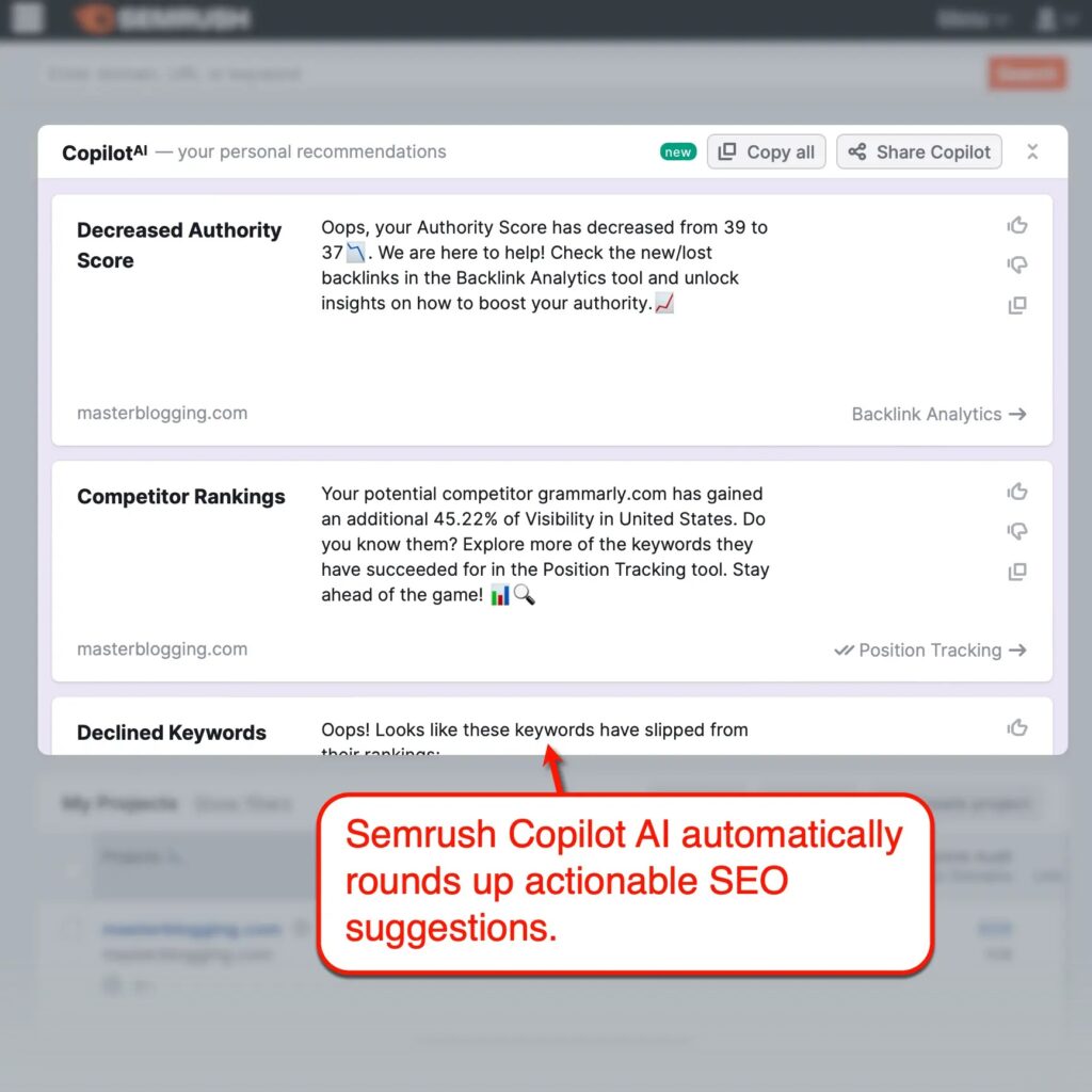 Semrush Copilot AI