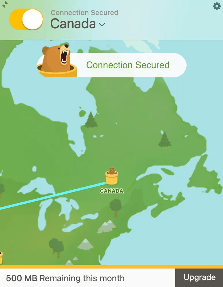 TunnelBear Interface