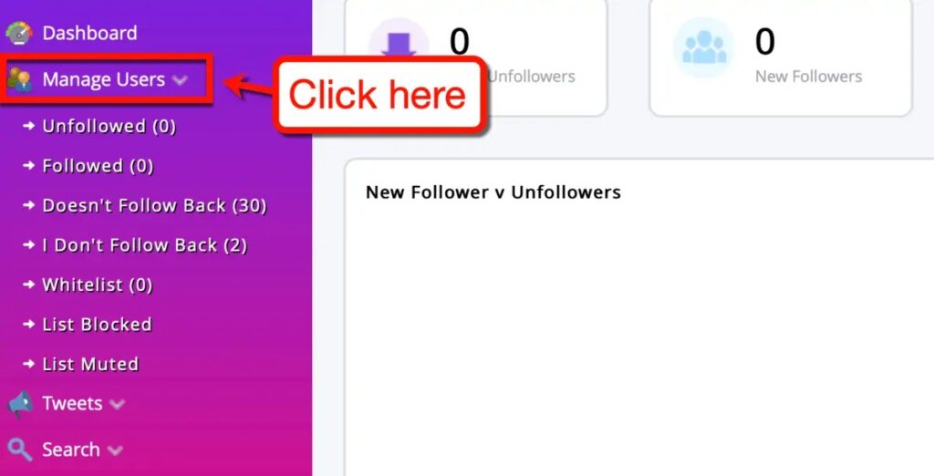 Unfollowspy Manage Users Menu